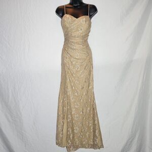 vintage y2k 90s tan beige glitter fairy whimsigoth formal prom dress